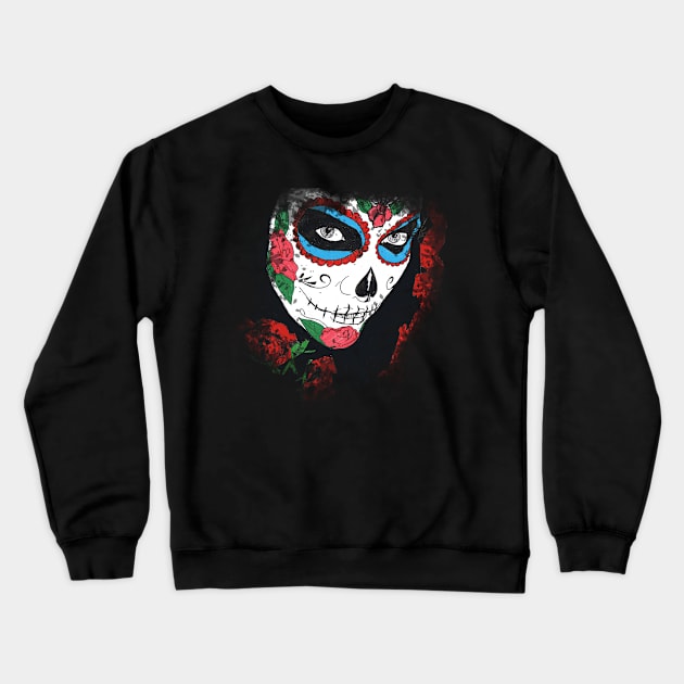 Day Of The Dead Roses Crewneck Sweatshirt by Jackalandtribe1